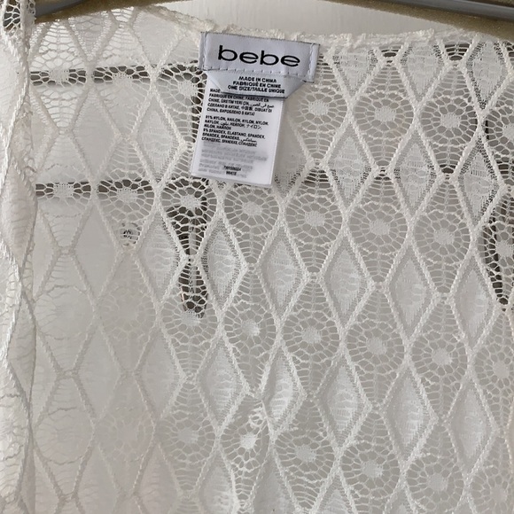 Bebe White Fringed Kimono - Picture 4 of 6